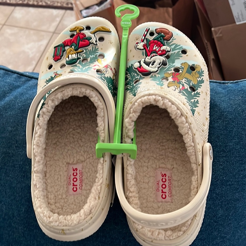 NWT Disney Parks Exclusive Mickey and Donald Lined Crocs
